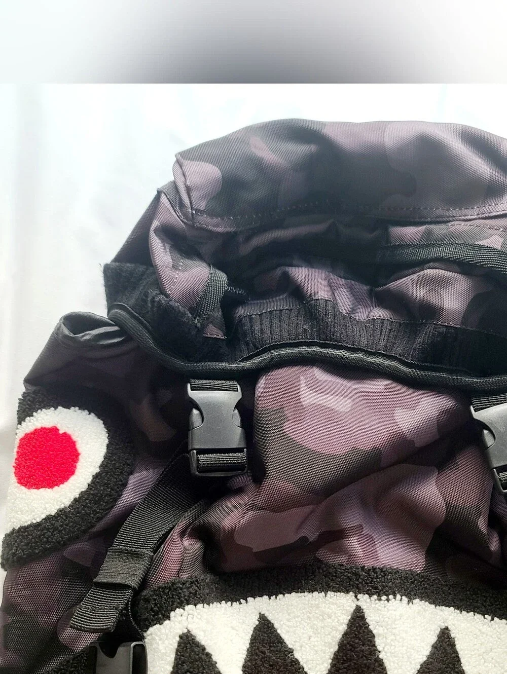 Sprayground Chenille Black Camo Shark Top Loader backpack